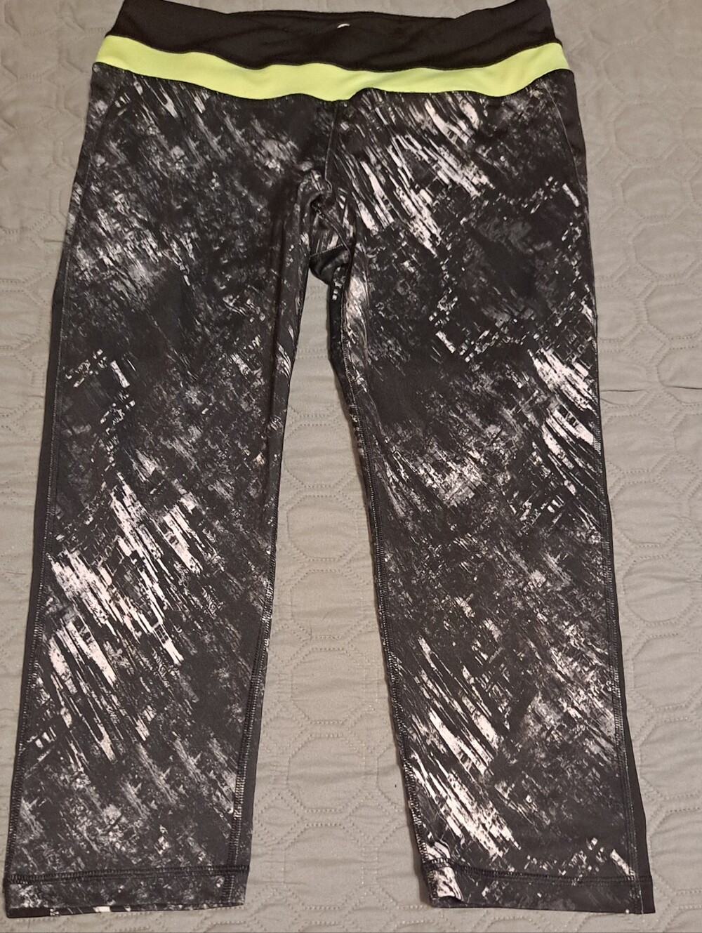 Active Life Black Athletic Pants with Yellow Waistband Sz L